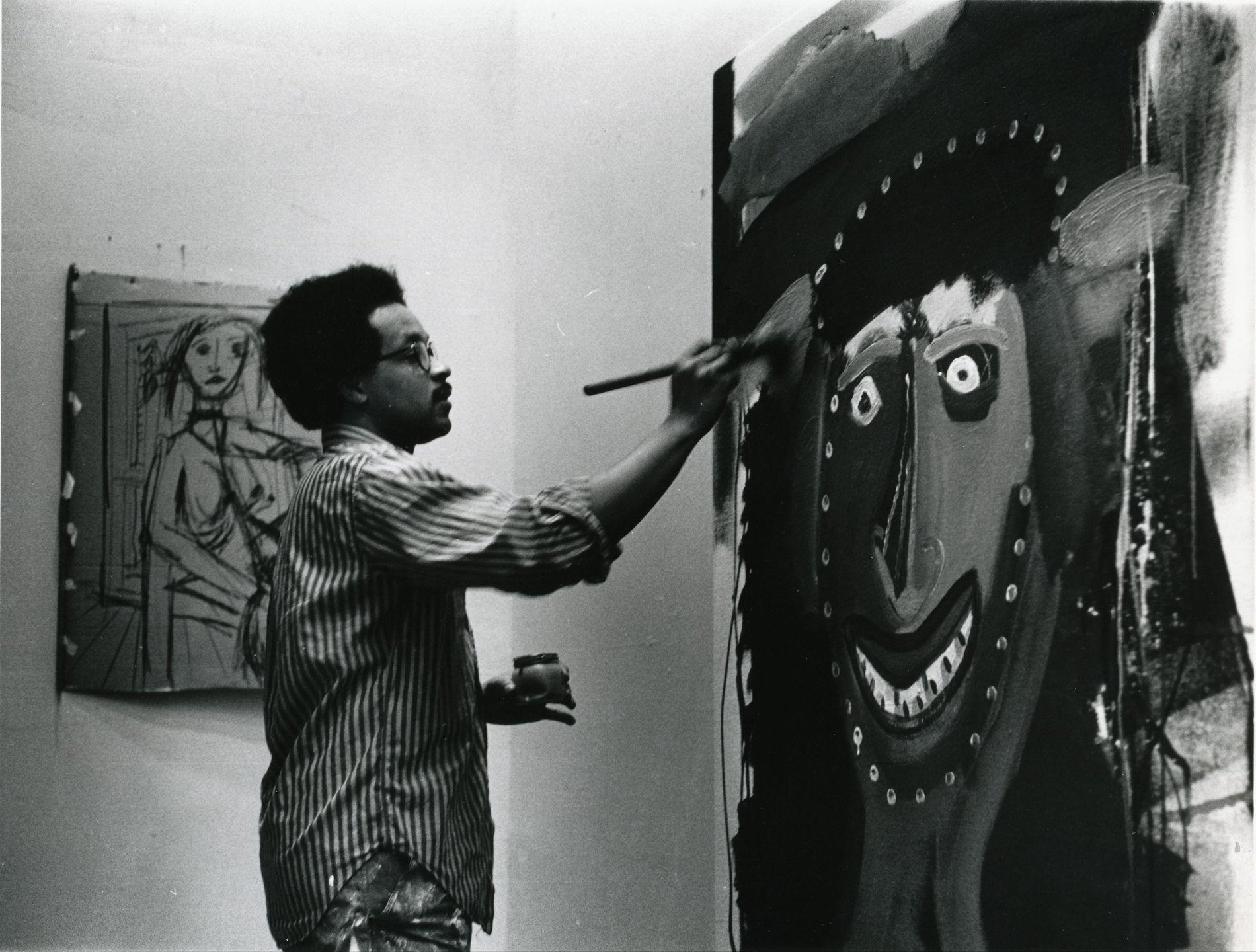 Frederick J. Brown painting in his 120 Wooster Street studio, mid-1970s
